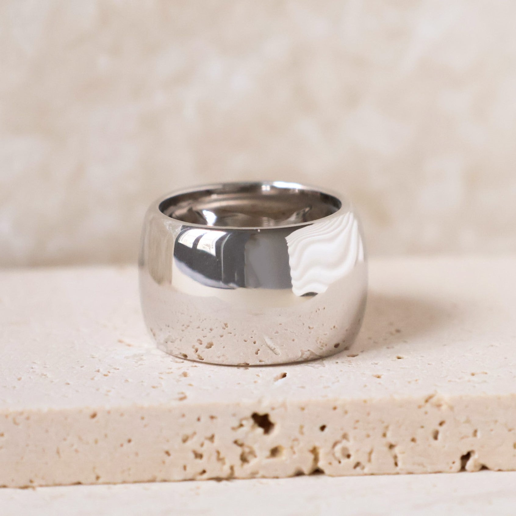 Bague large Oria bombée argent