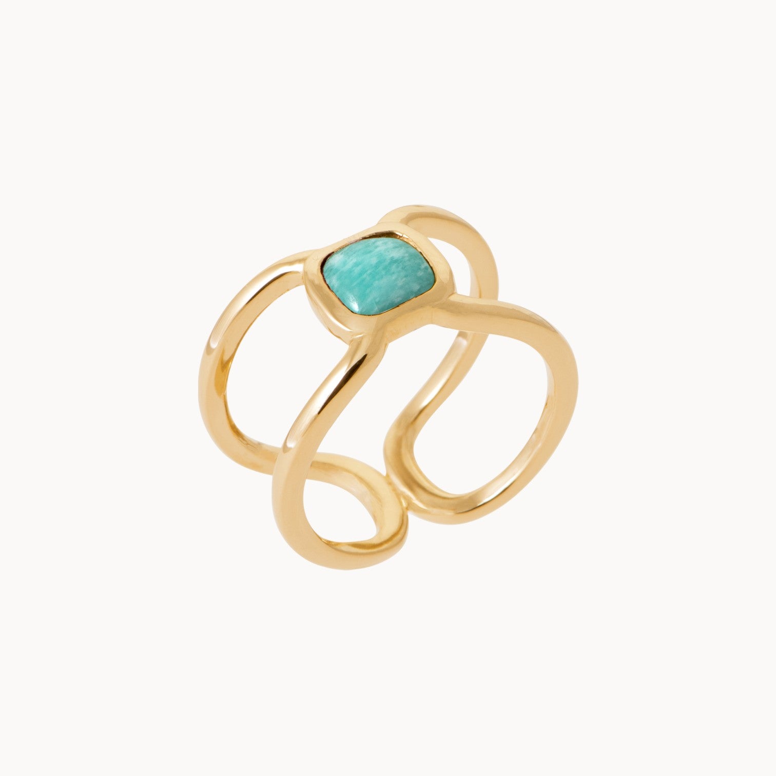 Bague Elia carrée Amazonite plaqué or