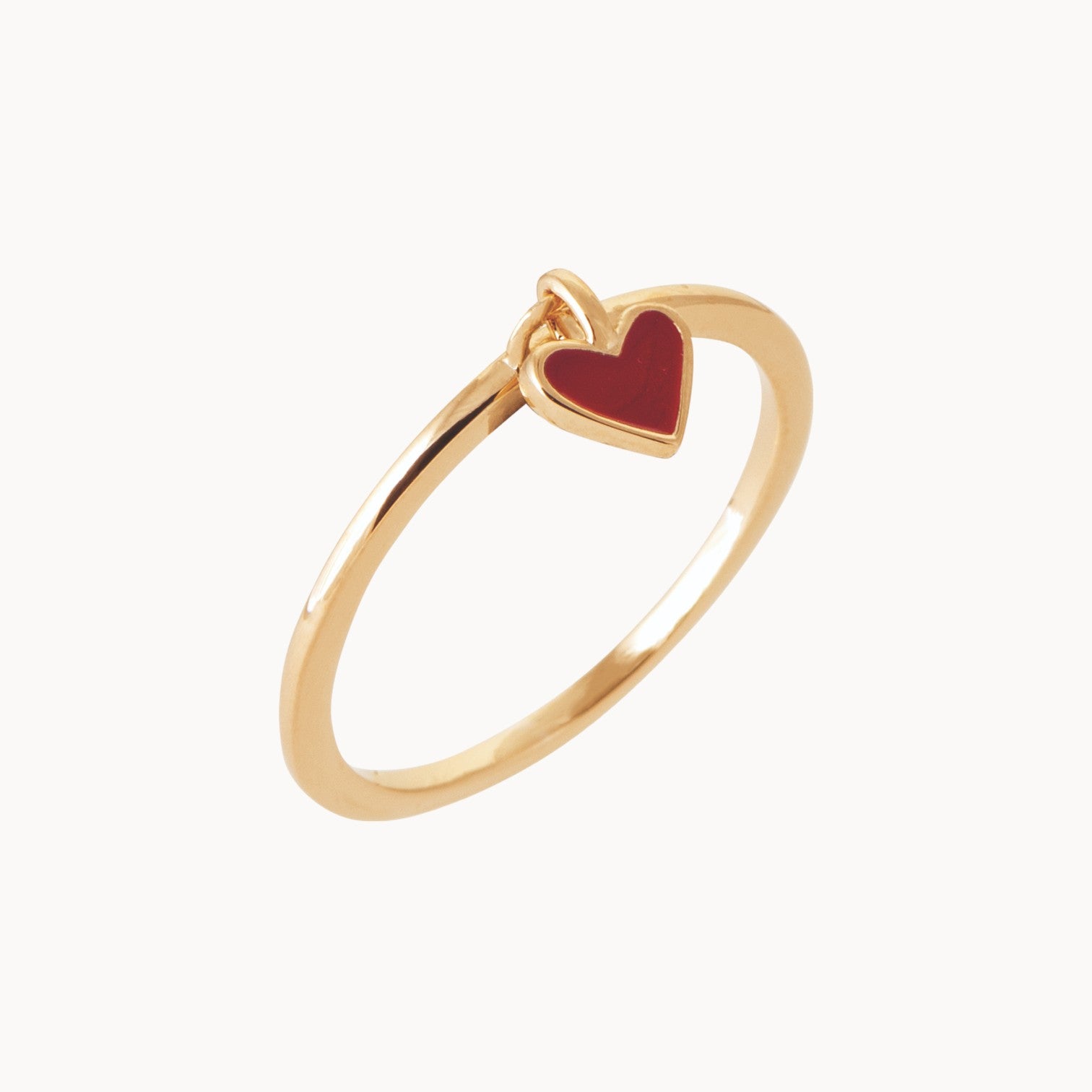 Bague fine Clea cœur émail rouge plaqué or