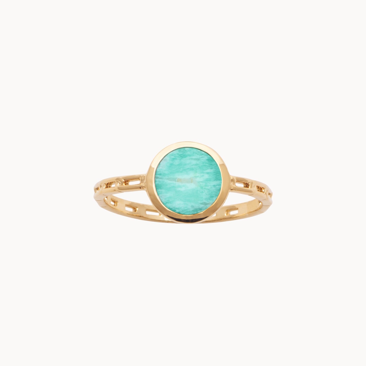 Bague Kara ajourée Amazonite plaqué or