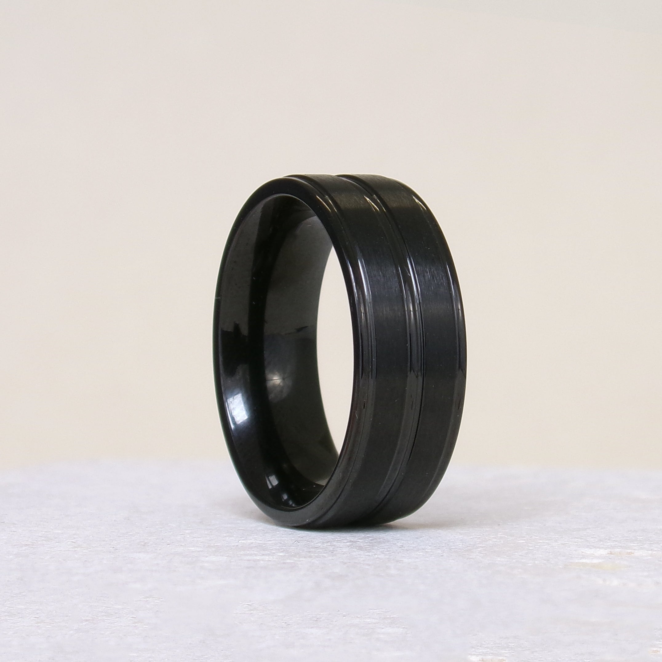 Bague Ellis double noire acier inoxydable