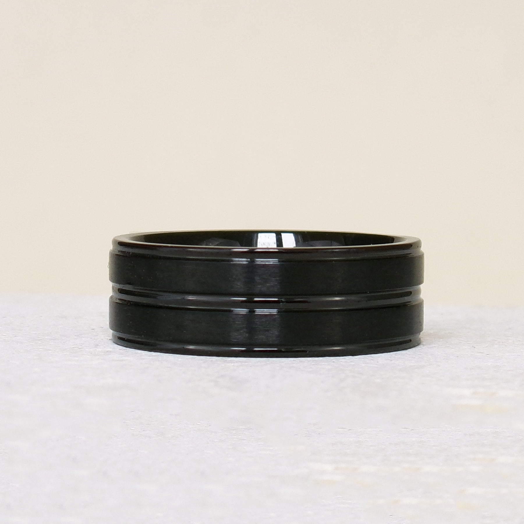 Bague Ellis double noire acier inoxydable