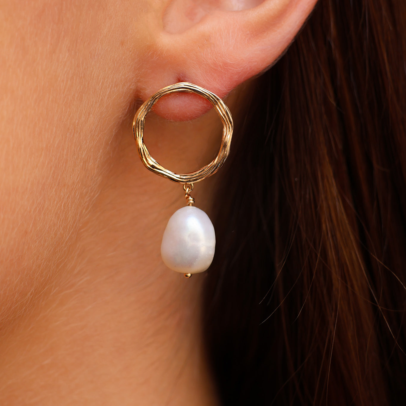 Haya drop earrings dangling cultured pearl gold-plated 