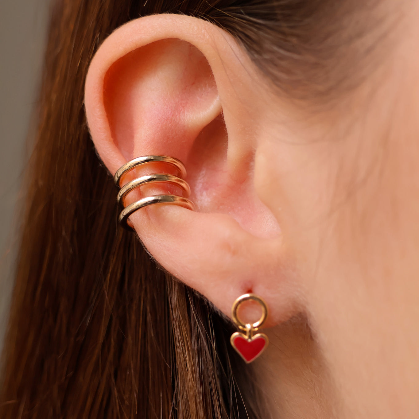 Earcuff Nissana triple rang plaqué or