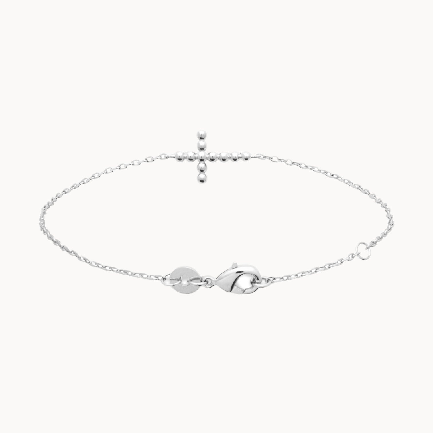 Bracelet Fara 18cm croix perlée argent