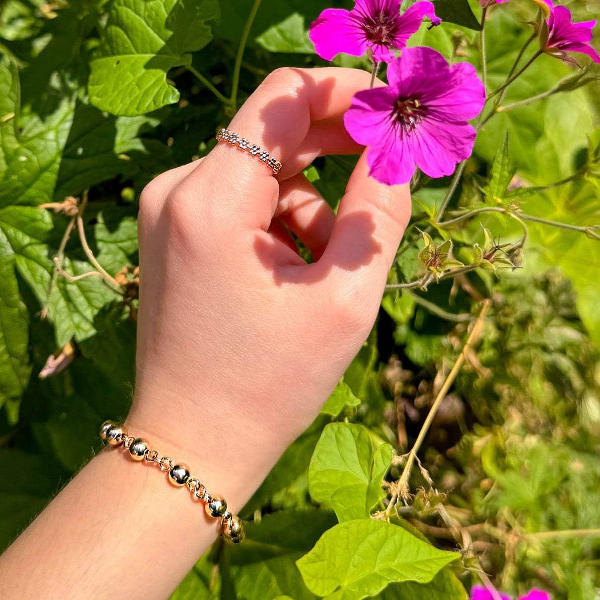 Bracelet Tana chaine billes fantaisie plaqué or