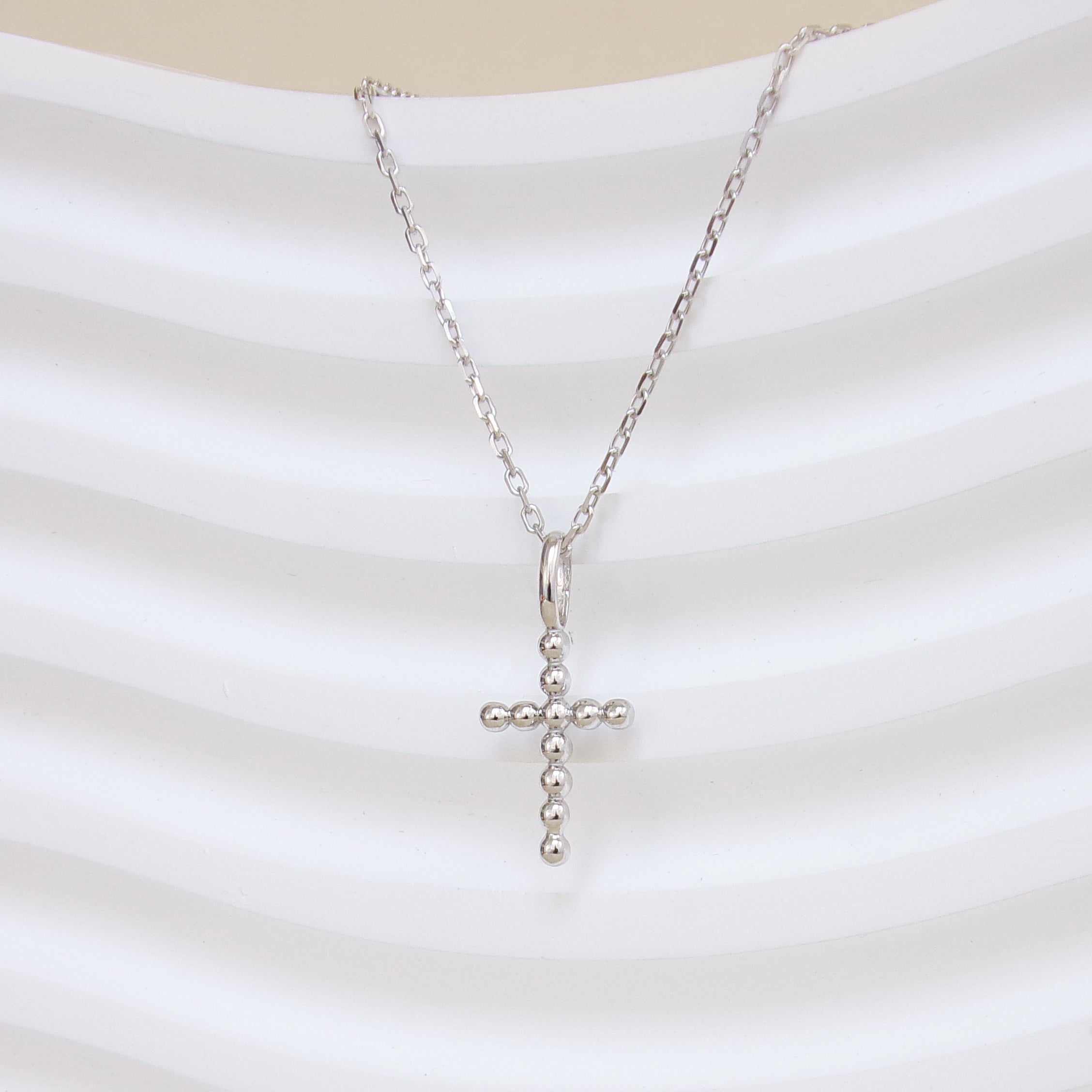 Collier Fara croix billes argent