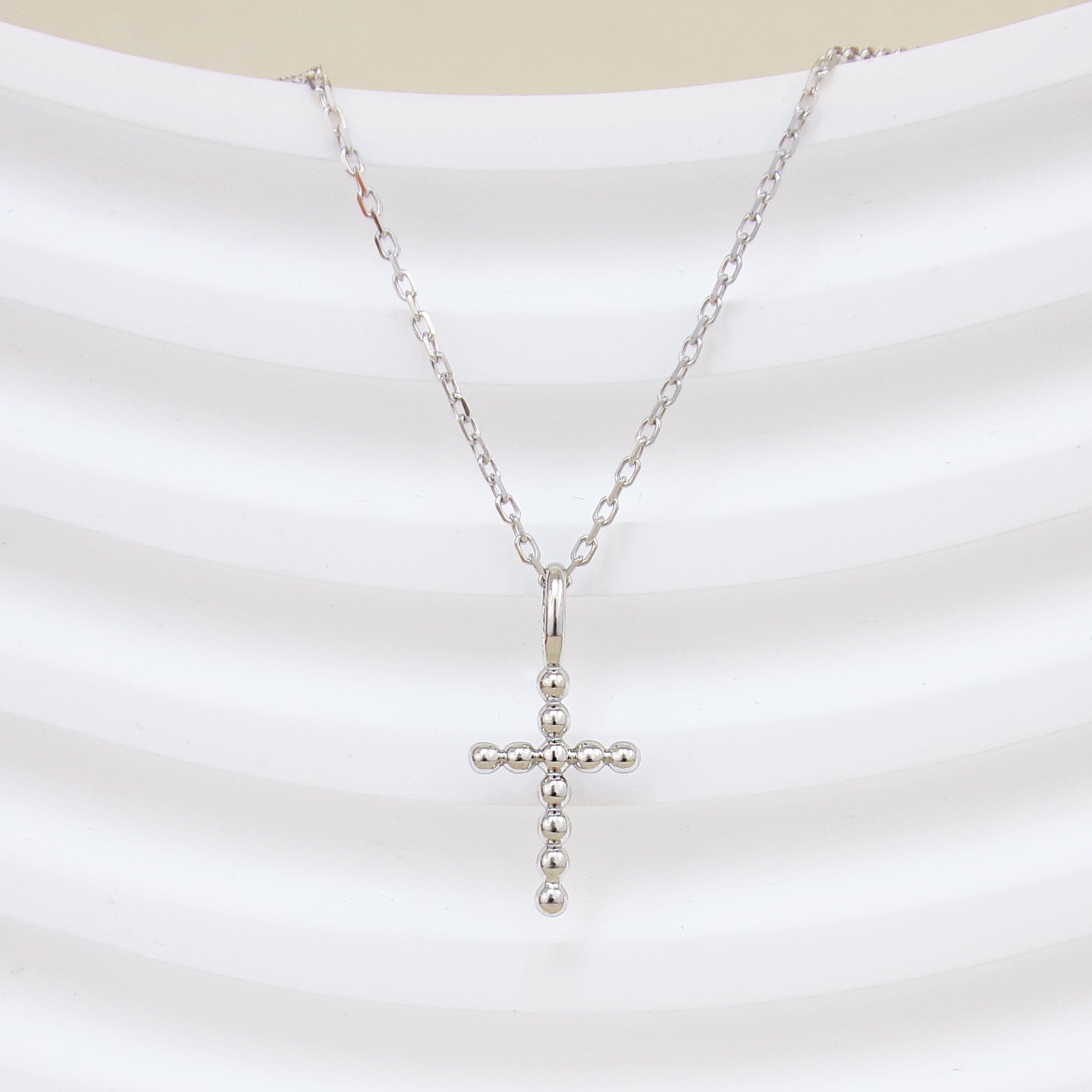 Collier Fara croix billes argent