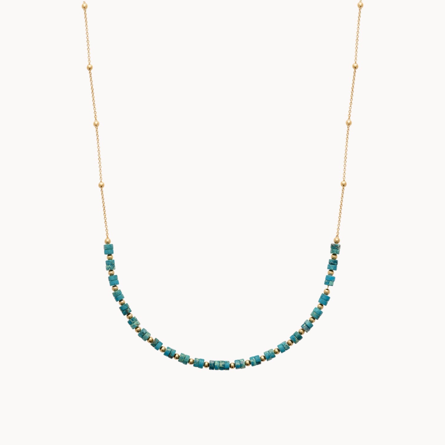 Collier Gaia perles jaspe bleu plaqué or