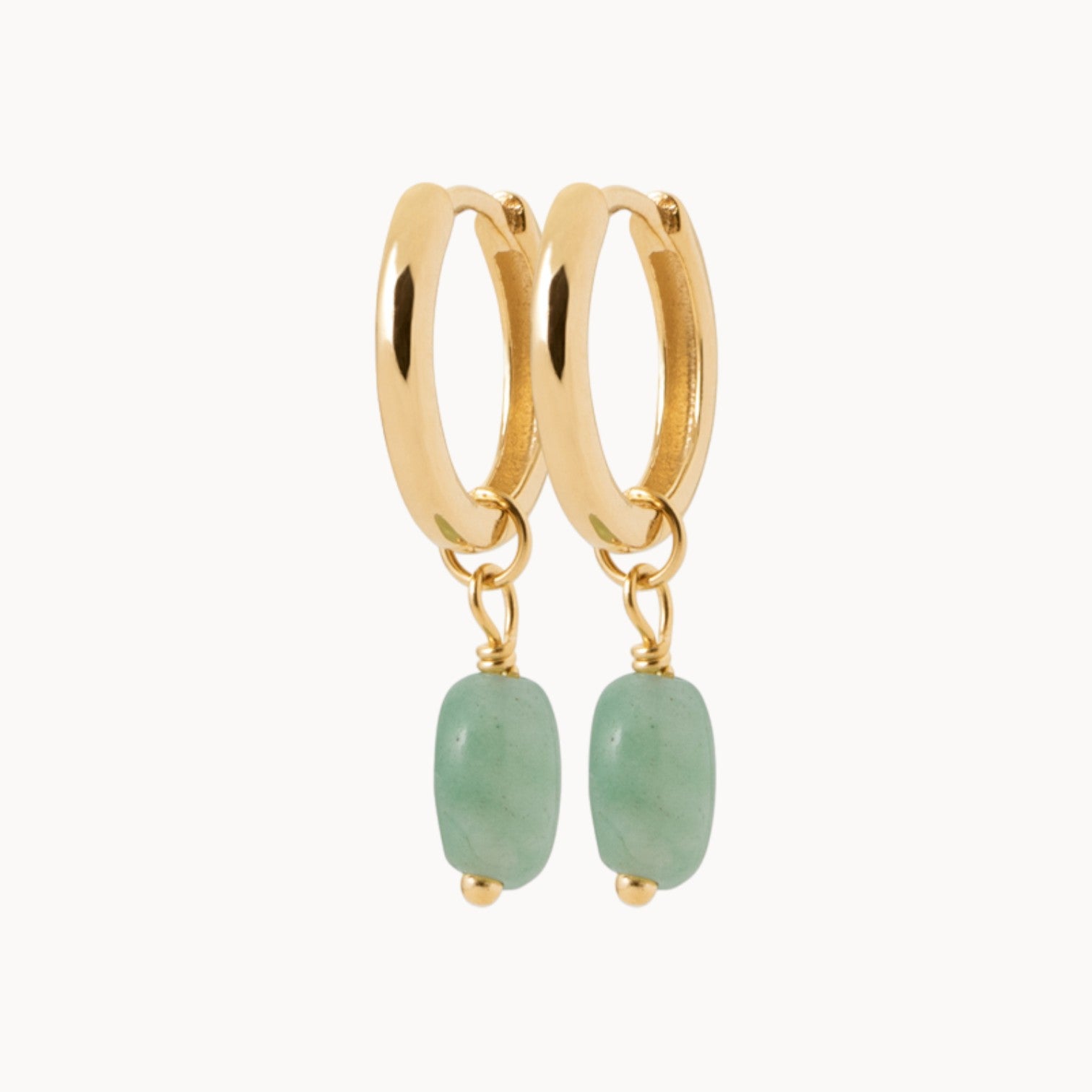 Boucles d'oreilles  pendantes avec pierres de Quartzite vert en plaqué or 18 carats