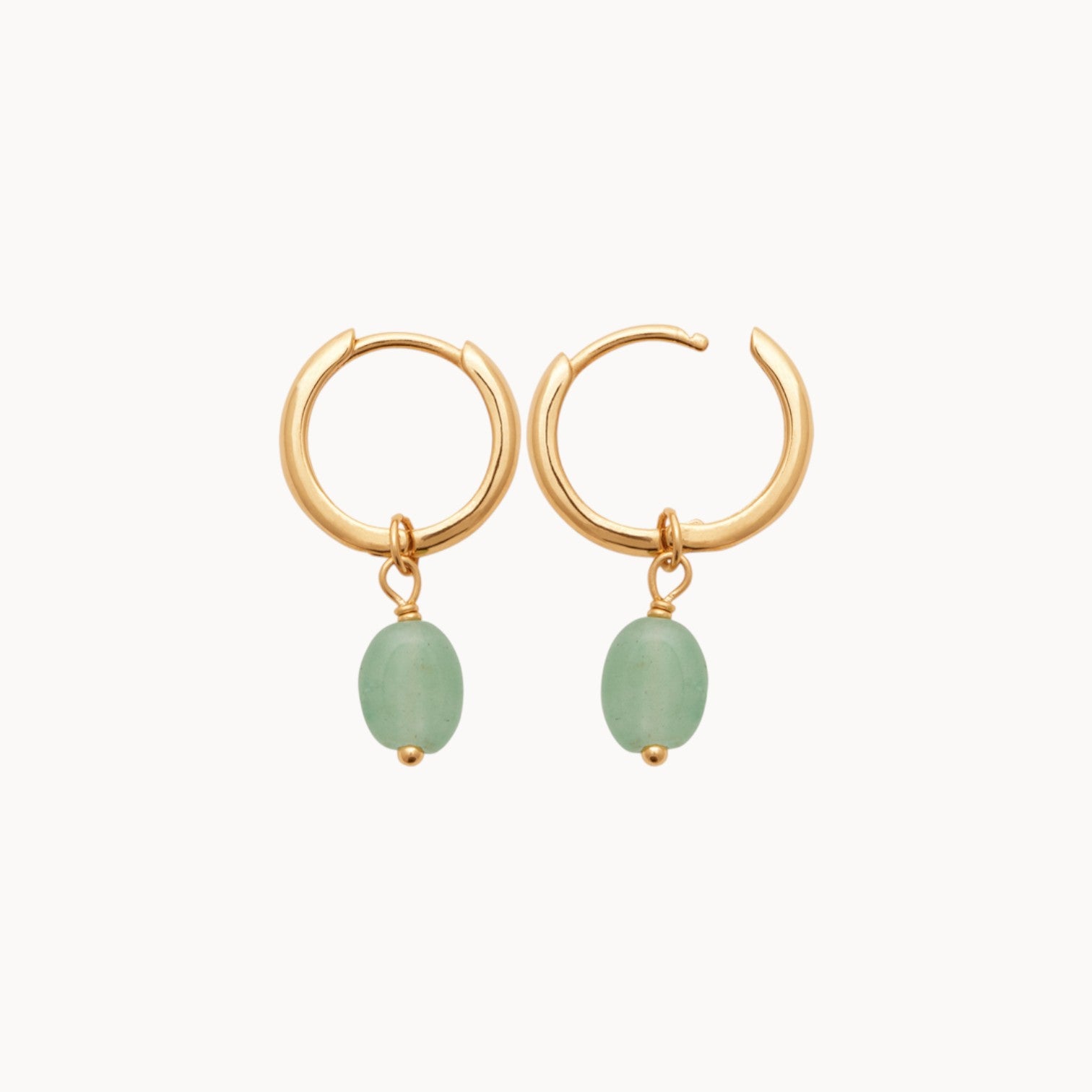 Boucles d'oreilles  pendantes avec pierres de Quartzite vert en plaqué or 18 carats