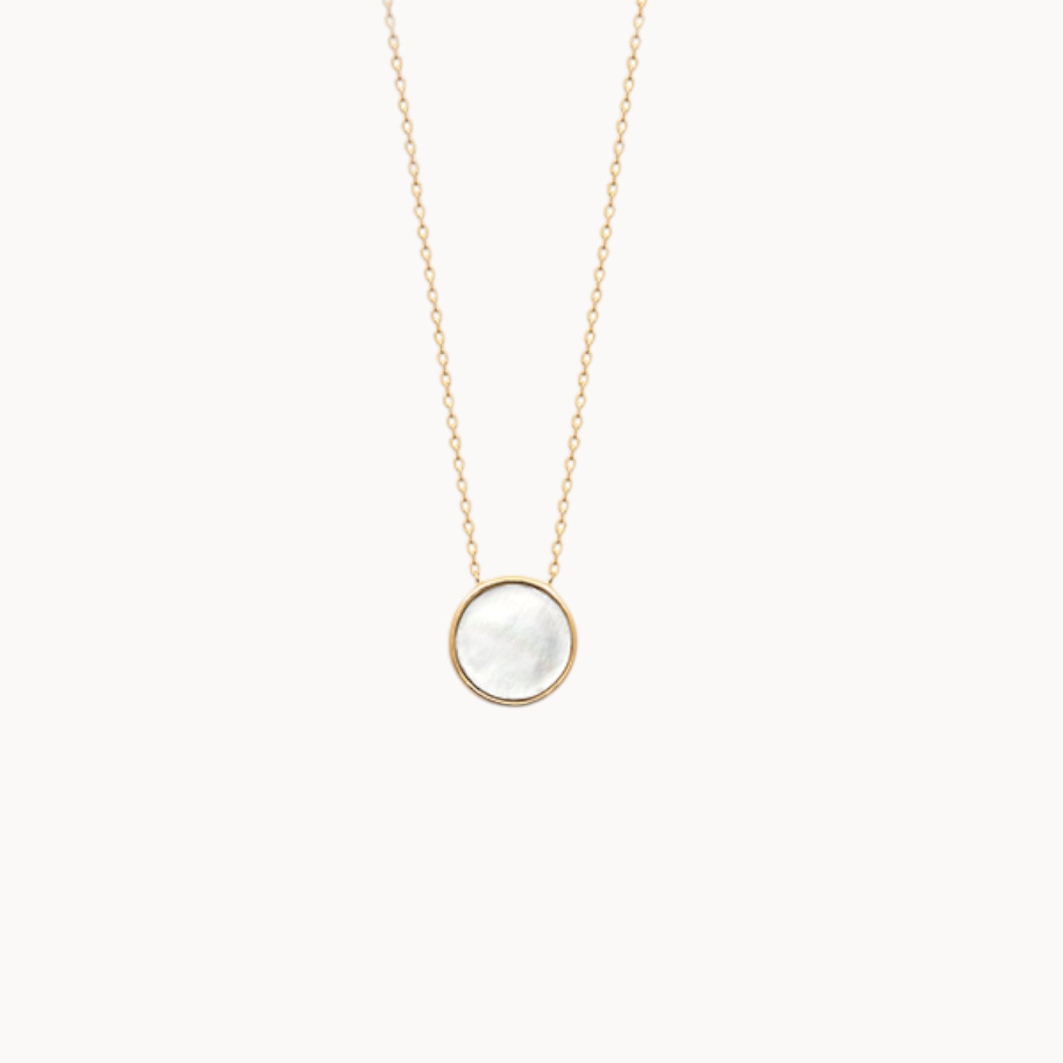 Collier médaille de nacre naturel, personnalisable en plaqué or 18 carats