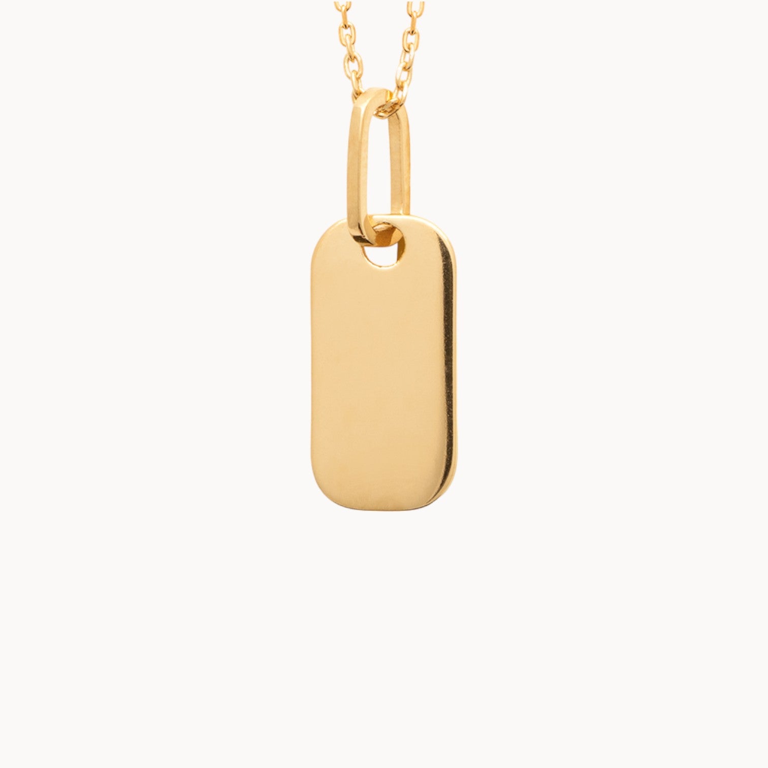 Collier médaille longue rectangulaire personnalisable en plaqué or 18 carats