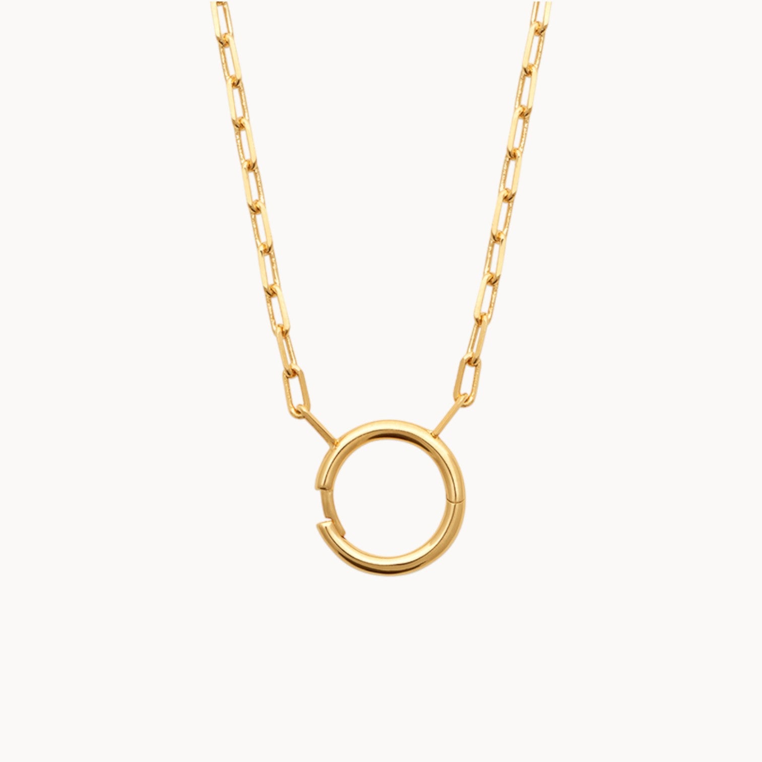 Collier pendentif fermoir rond personnalisable en plaqué or 18 carats