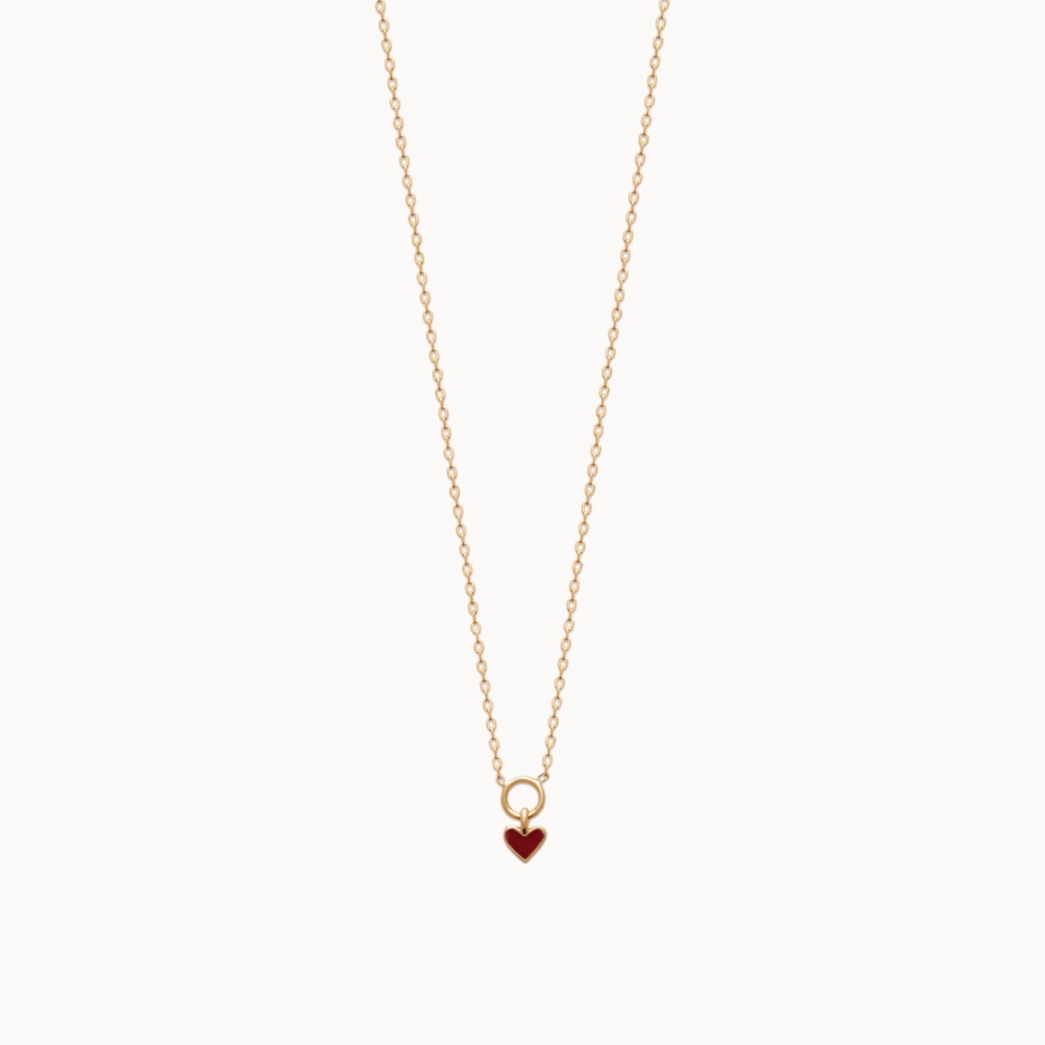 Collier petit cœur rouge passion en plaqué or 18 carats