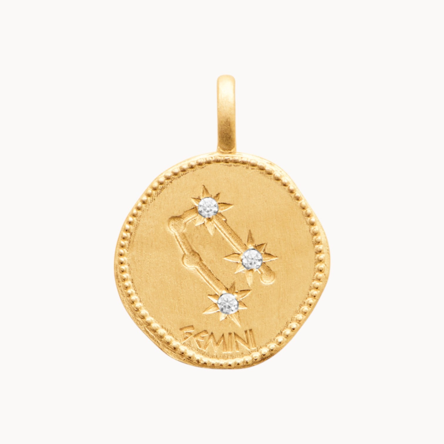 Médaille Constellation des Gémeaux 18mm plaqué or 18 carats