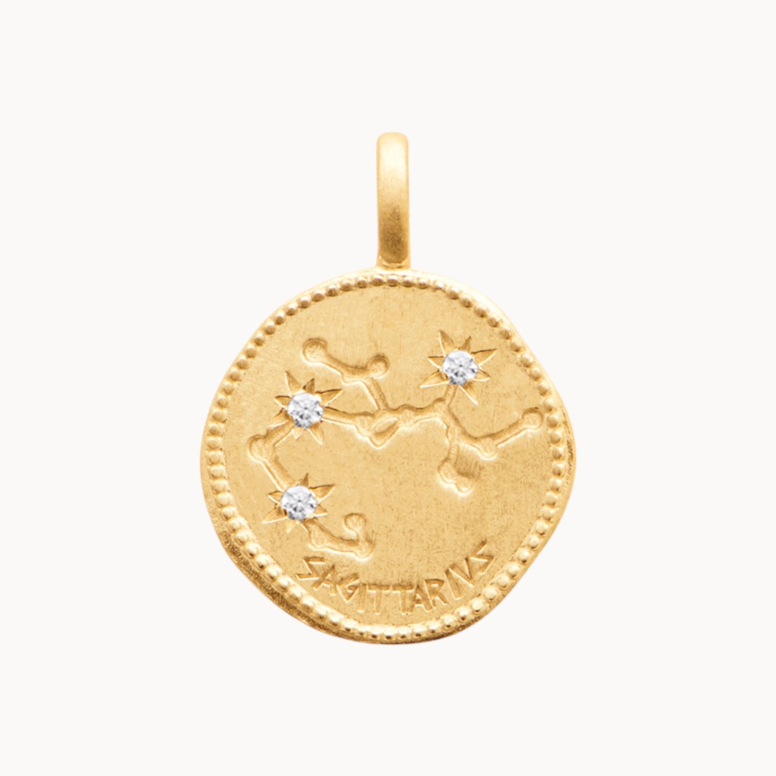 Médaille Constellation du Sagittaire 18mm plaqué or 18 carats