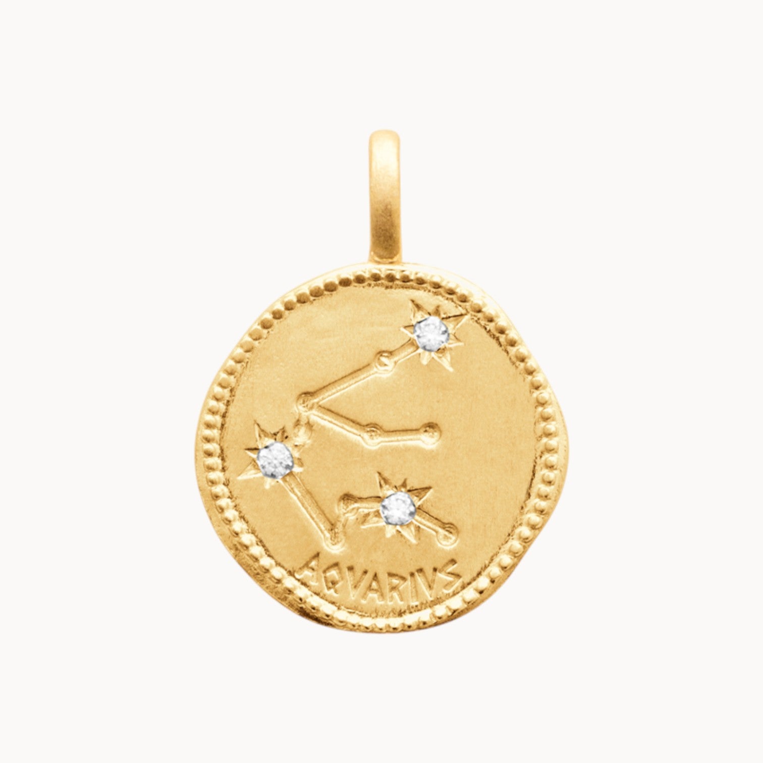 Médaille Constellation du Verseau 18mm plaqué or 18 carats