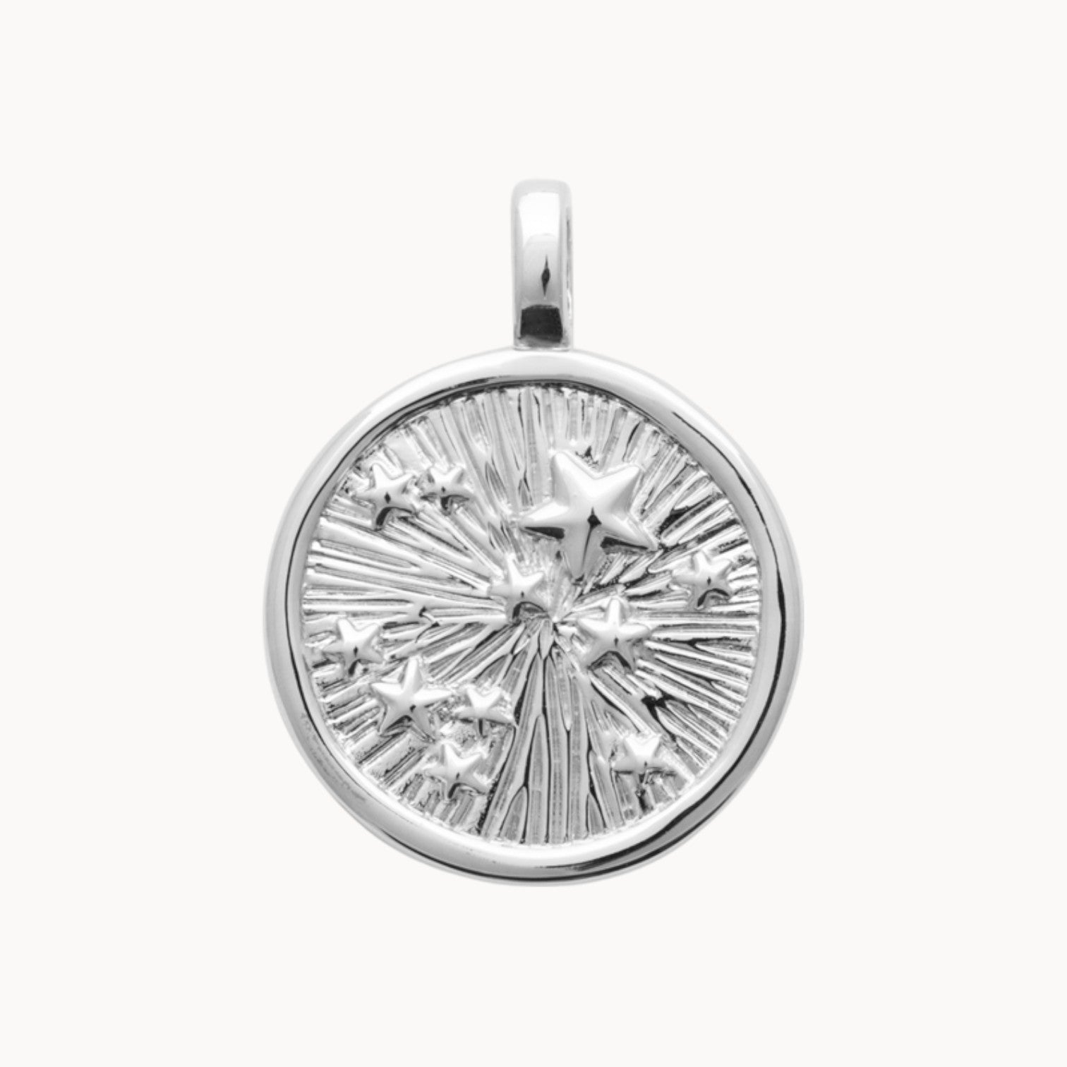 Pendentif ciel étoilé à graver 19mm argent 925 rhodié