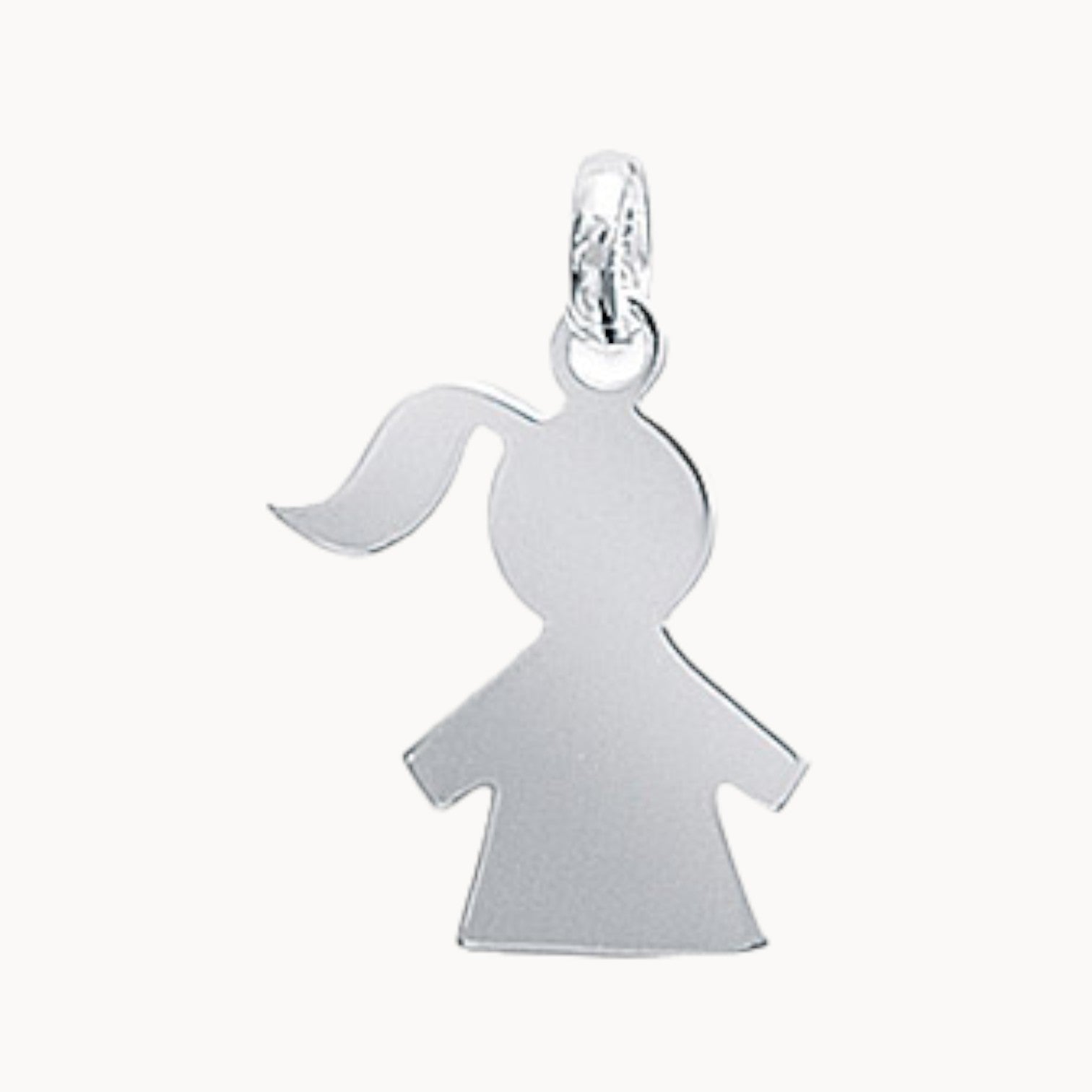 Pendentif Fille 17mm argent 925 rhodié