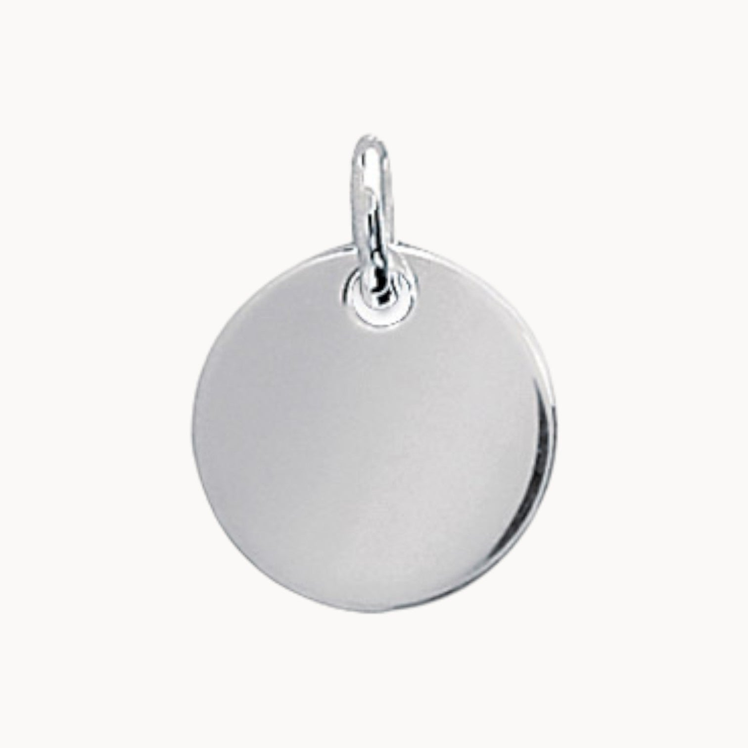 Pendentif médaille à graver 15mm argent 925 rhodié