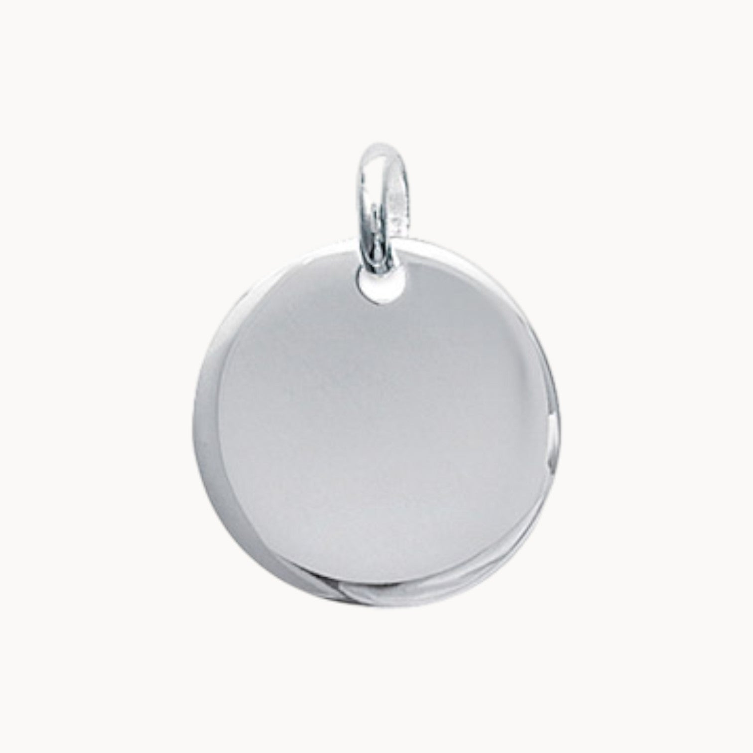 Pendentif médaille bombée à graver 20mm argent 925 rhodié