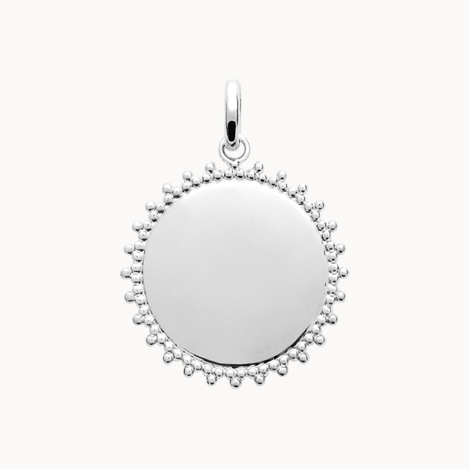 Pendentif médaille soleil à graver 20mm argent 925 rhodié