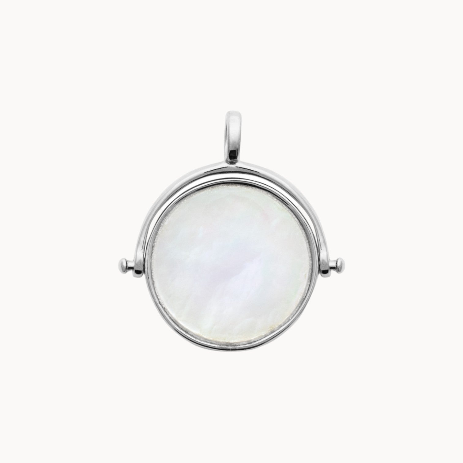 Pendentif nacre 15mm à graver argent 925 rhodié