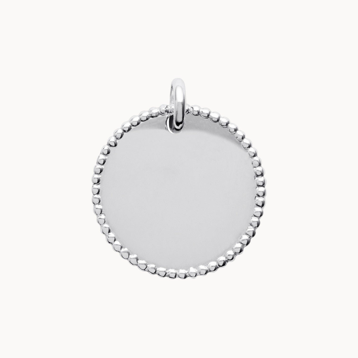 Pendentif original tour perlé à graver 19mm argent 925 rhodié